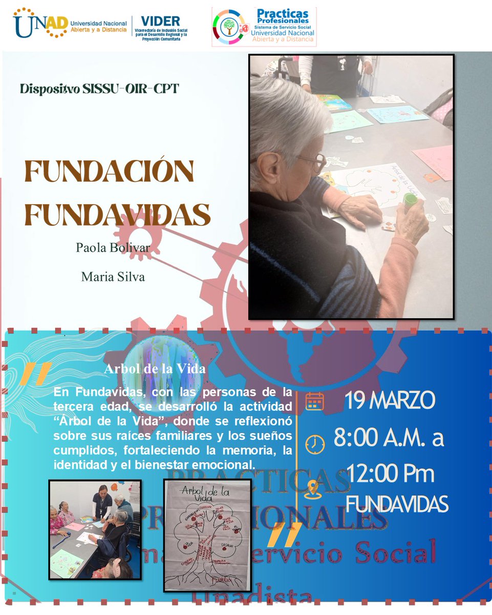 LuzAngelasu's tweet photo. @ElOIRdelaRegion #VIDER_UNAD #TejiendoSolidaridadTerritorial #SISSUZonaCentroBogotáCundinamarca#PrácticasSISSUImpactandoComunidades En Fundavidas, construyeron su “Árbol de la Vida”, recordando sus raíces familiares y los sueños que han logrado, fortaleciendo su identidad y bienestar emocional. https://t.co/derLMA1IAj