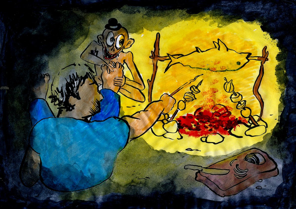 theovilaceque's tweet photo. Frichti
Acrylique et feutre sur papier 
21 x 29 https://t.co/PJSqppjQia