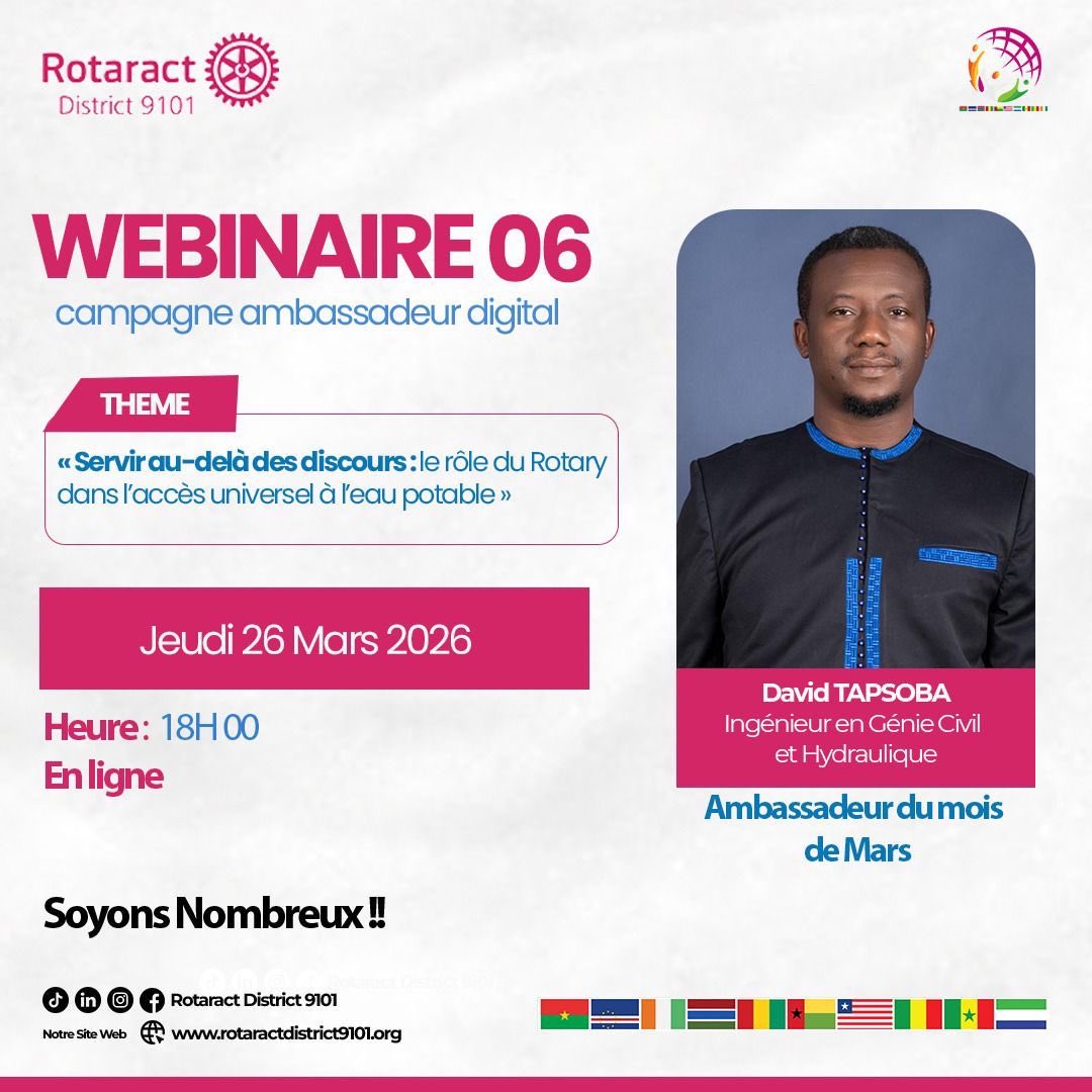 CoordinationBF's tweet photo. ✨[WEBINAIRE 06 : MOIS DE MARS]✨

📅 26 Mars 2026
🕒 18h 
🔗https://t.co/ELdscRqtbG

#UnisPourFaireLeBien
#EmulationCollective
#rotaract
#district9101 
#Webinaire https://t.co/CWfkkHuyjm
