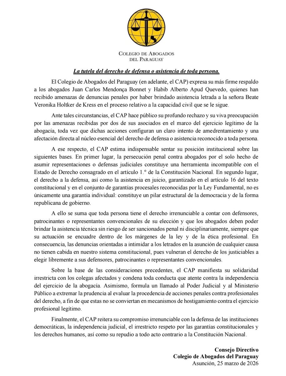 Colegio de Abogados del Paraguay tweet media