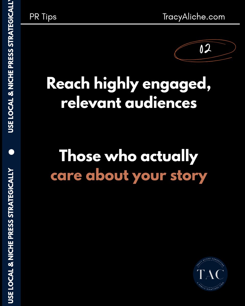 TracyAlichePR's tweet image. Start where your story holds the most relevance. That’s how real credibility is built and scaled ✨

#PRStrategy #BrandVisibility