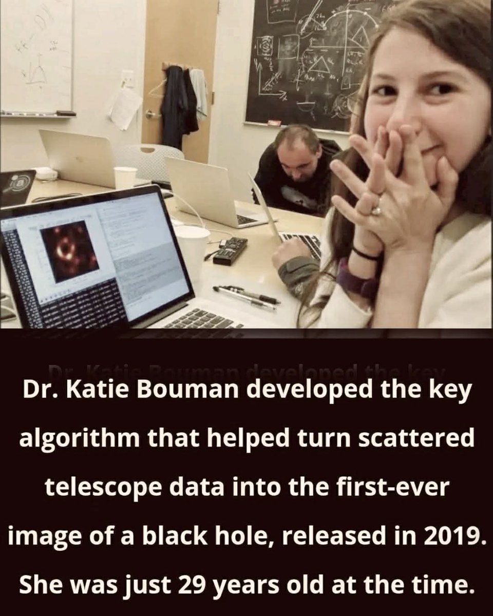 konstructivizm's tweet image. Katie Bouman was a 29-year-old grad student when she wrote the algorithm that helped capture the first image of a black hole. One brilliant idea turned a blur of data into a picture that changed science forever..