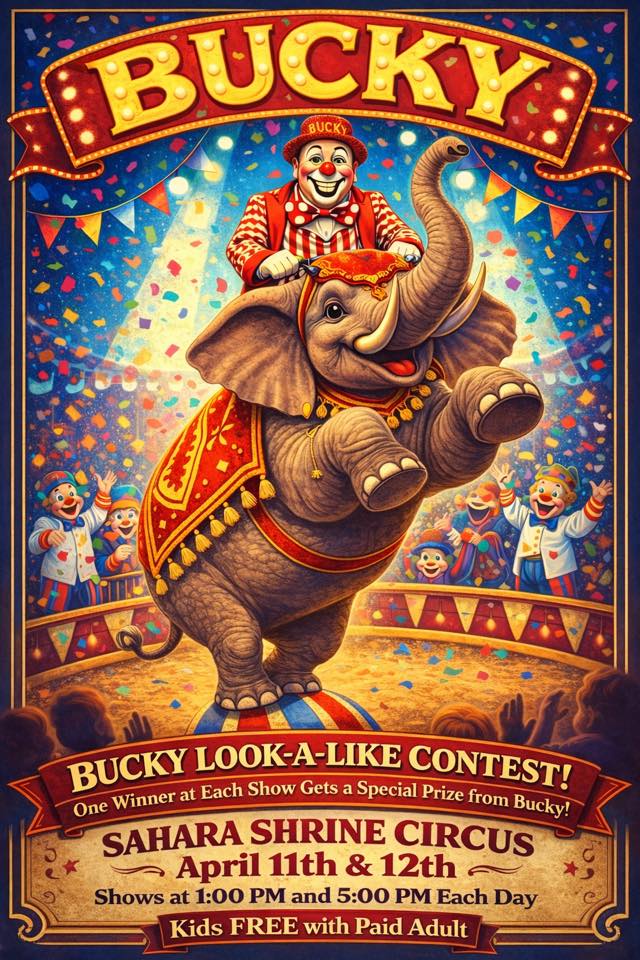 Sahara Shrine Circus is coming again! Fun for the whole family! April 11 &amp; 12. Shows at 1PM and 5PM! Tickets are 20 and available at the Convention Center 1 hour before the show. Kids 12 and under get in Free with a paid adult. #EnjoyFamilyFun #CircusLife