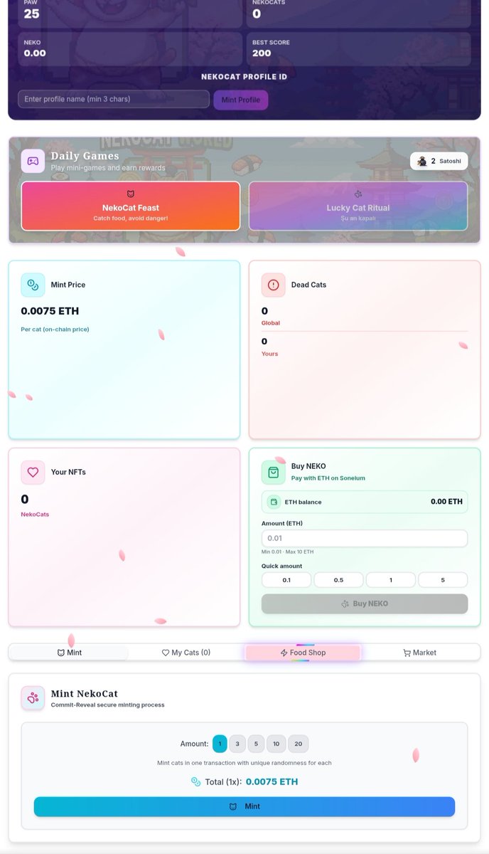 0x7ael's tweet photo. @nekocat_world @soneium Regarding the NekoCat quest, should I mint a cat and then open a food shop for me? https://t.co/7OngWeltXF