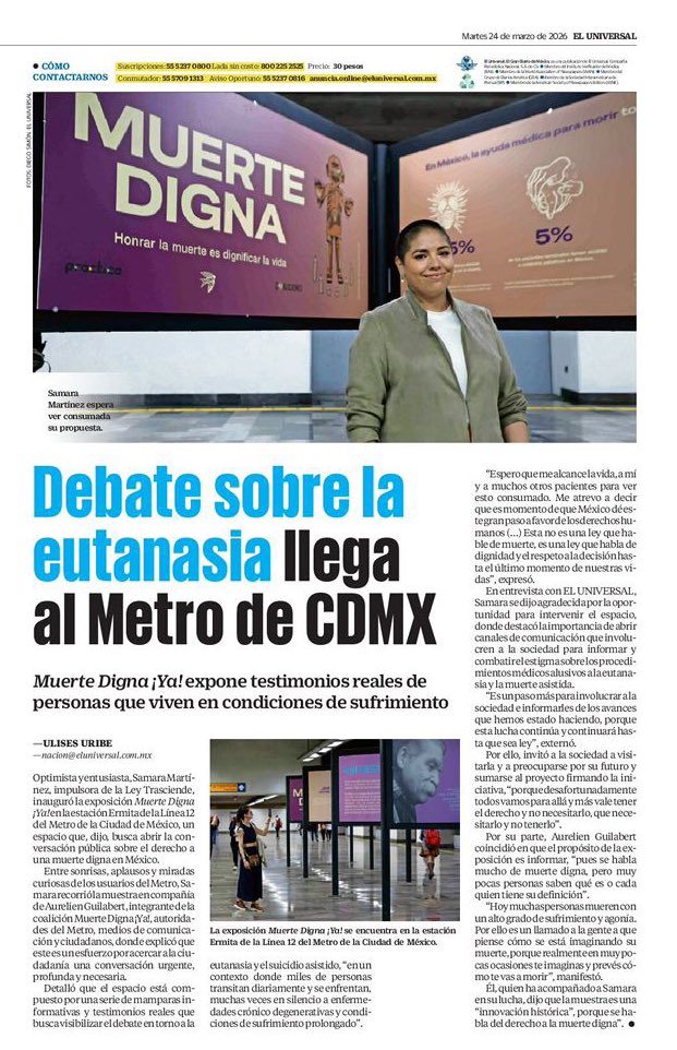 Estamos ahora en la estación Ermita de la #Línea12 del <a href="/MetroCDMX/">MetroCDMX</a> con la exposición #MuerteDigna. 

eluniversal.com.mx/nacion/samara-…
