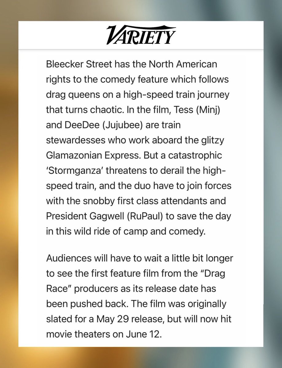Drag_Crave's tweet photo. Sarah Michelle Gellar, Nicole Richie &amp; Raven-Symoné have been announced to join the cast of the upcoming RuPaul’s Drag Race film “Stop! That! Train!”. In theaters June 12.

Read more here:
https://t.co/dGtU5M6mI0 https://t.co/ErdudAhS5c