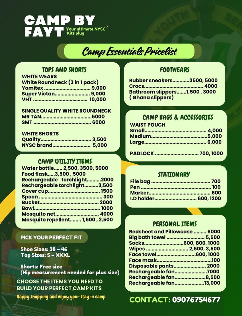 Camp by Fayt | NYSC Kits Plug tweet media