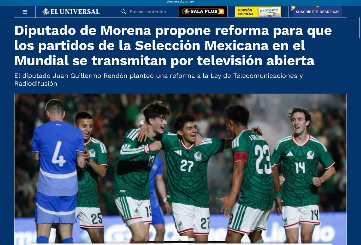 MemoRendon_'s tweet photo. Propongo reforma para que los partidos de la Selección Mexicana en el #Mundial2026 se transmitan por televisión abierta. Les dejo la nota completa:

https://t.co/o1WLOTntLU https://t.co/oSOY9qmzD0