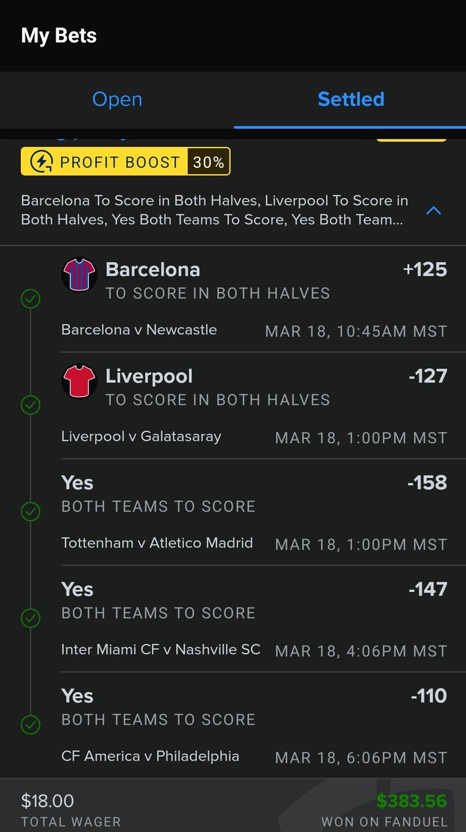 They did and I won this. Thanks👏 Barcelona actually came through this time