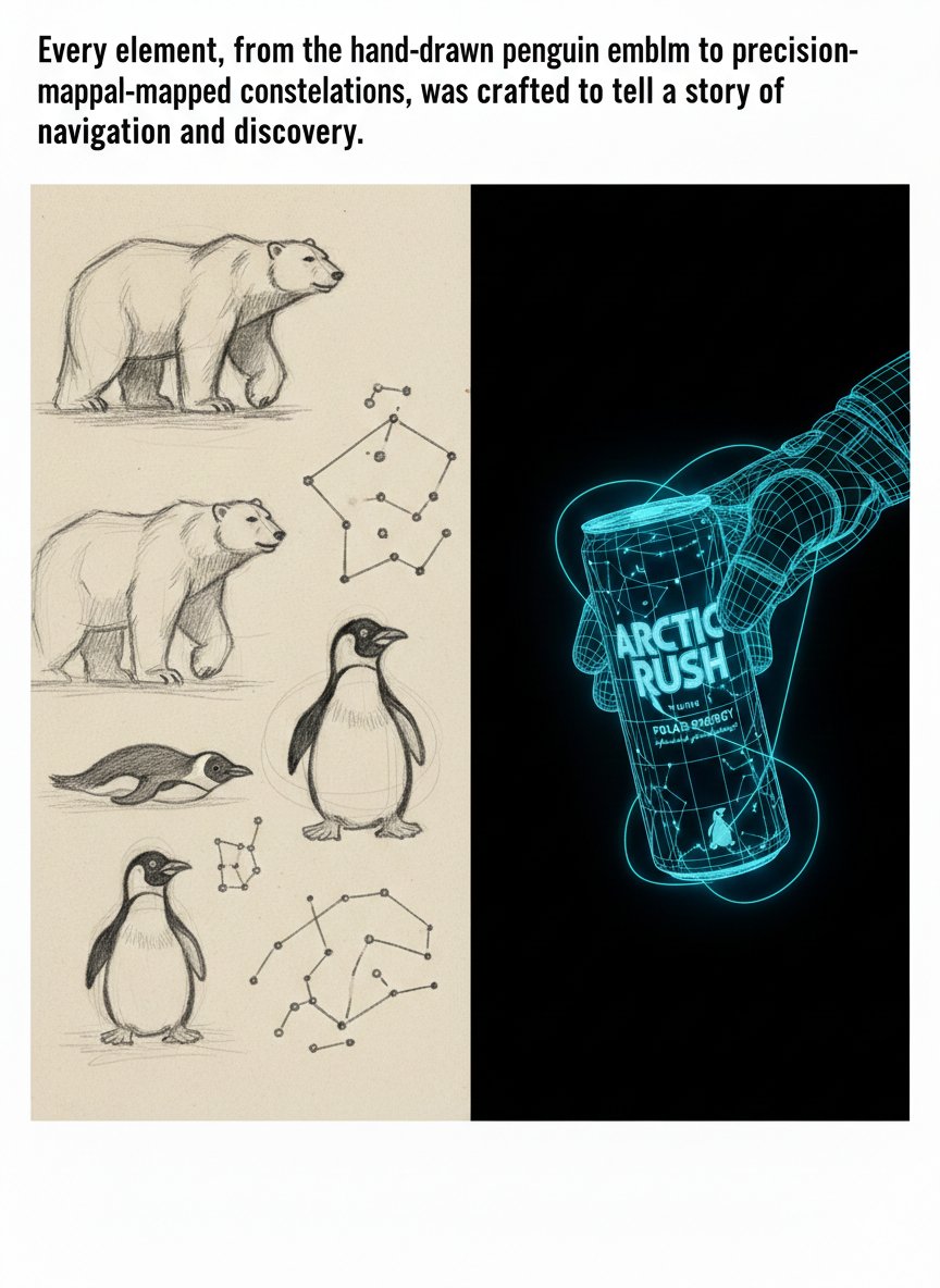 heman_ade's tweet photo. Day 50 of posting my AI Content 
What if your energy drink didn’t just wake you up… it kidnapped you to the Arctic and made you high-five a penguin? 🐧❄️
Still one of my wildest concepts; Arctic Rush is fully built and ready. Who’s ready for the polar rush? 👀 DM me for collabs! https://t.co/odXc3v4eZb