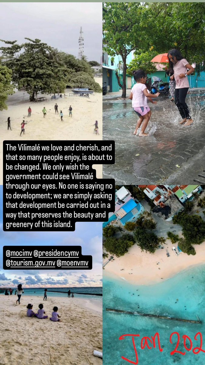 mutti0707's tweet photo. We only wish the government could see Vilimalé through our eyes. No one is saying no to development; we are simply asking the development to be carried out in a way that preserves the beauty and greenery of this island. @MMuizzu

@presidencymv @MoCImv @MoTmv https://t.co/a1VVZ4c88V