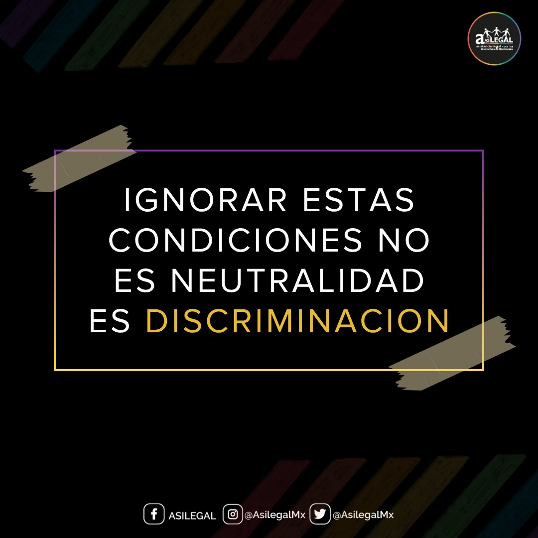 AsilegalMx's tweet photo. #ASILEGAL | La justicia no es neutral cuando ignora la diversidad.
Las personas LGBTIQ+ enfrentan barreras, discriminación y violencia dentro del sistema de justicia.
En ASILEGAL trabajamos por un sistema que garantice derechos para todas las personas. #ASILEGAL #DerechosHumanos https://t.co/OwpzrA6QoJ
