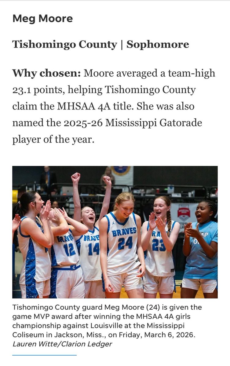 TCLadyBraves's tweet photo. Congrats to @KazliTimbes and @MegMoore0 @MSPreps https://t.co/iTqfN0bCLE