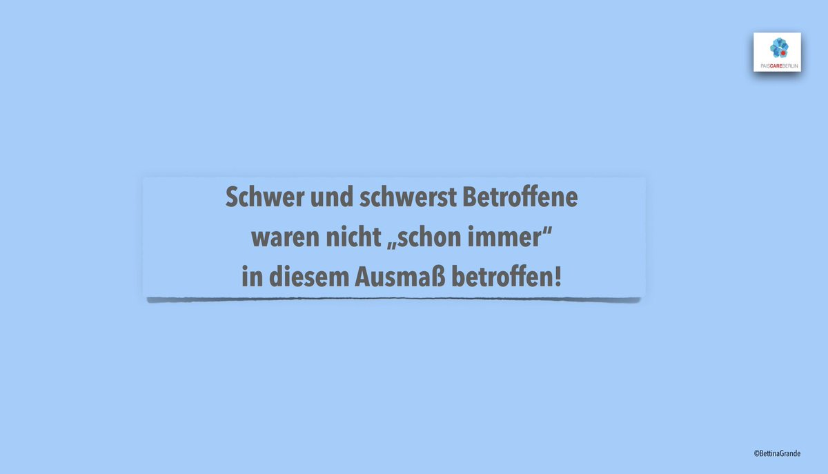GrandeBettina's tweet image. Schutz ist Versorgung.
Bei #MECFS heißt das:
#PEM erkennen,
keine Belastungssteigerung, Grenzen respektieren.
Schwer&amp;amp;schwerst Erkrankte
waren nicht
„schon immer so krank“.
Viele sind es geworden-
durch fehlende Behandlung,
Fehlbehandlungen,
Reha, fehlenden Schutz. 
#LearnAboutME