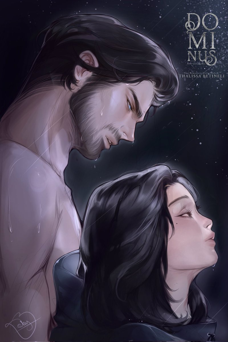 Ele é um deus cego.
Ele manipula e sente através da água.
Eles estão debaixo da chuva.
Ele é o vilão.
Ela quer matá-lo.

Vocês leriam pela ilustração? 🐉💙💦
