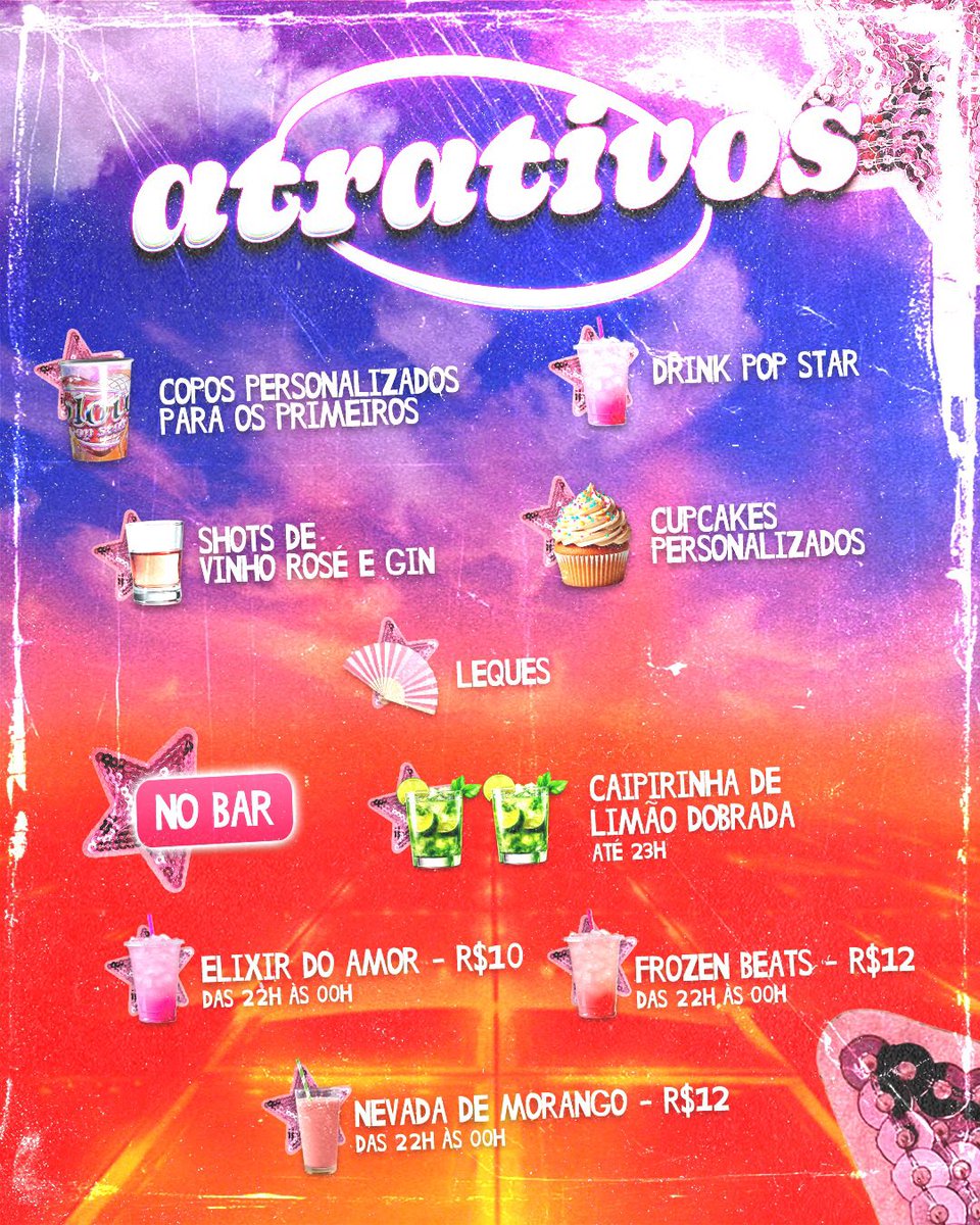 ☆ se liga nos nossos icônicos atrativos que estão esperando vocês em uma edição POP STAR ☆

🗓️ 04/04
📍 VEGAS 
⏰ 22Hrs 

🎟️: sympla.com.br/evento/blow-po… ou via pix na dm da deualoucaprod sem taxa de serviço