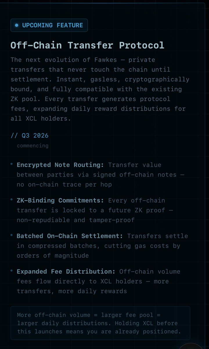 XCL_MAFIA_'s tweet photo. 🚨 You’re not deeping this…🤔 

@xCellar_ moving transfers OFF-CHAIN ⛓️‍💥😱 

👉 No trace
👉 No gas
👉 Instant

Then batched on-chain later 🔒

But THIS is the play 👇

Every transfer = fees
Fees = paid to XCL holders

⸻

👉 More usage = more payouts

You’re not holding a coin…
You’re front-running a system

Q3 2026 👀

Position now or learn later 🔥

$XCL $SENT 

#XCL_MAFIA