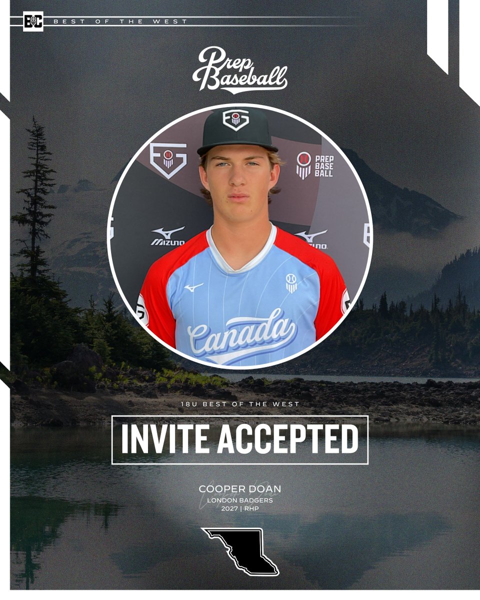 PrepBaseballON's tweet photo. 𝟏𝟖𝐔 𝐁𝐞𝐬𝐭 𝐨𝐟 𝐭𝐡𝐞 𝐖𝐞𝐬𝐭: 𝐈𝐧𝐯𝐢𝐭𝐞 𝐀𝐜𝐜𝐞𝐩𝐭𝐞𝐝

'27 RHP Cooper Doan (@London_Badgers) has accepted his invite to represent Prep Baseball Canada at the prestigious Best of the West tournament.

#PBFG25 Participant

@CooperDoan  | #BOW26 https://t.co/JqvOvWlav3