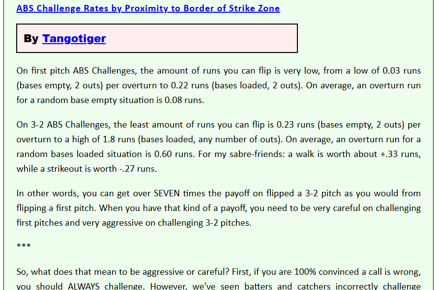 tangotiger's tweet photo. Blog Post: ABS Challenge Rates by Proximity to Border of Strike Zone

https://t.co/1riUbq3m62 https://t.co/YnxzurFfUn