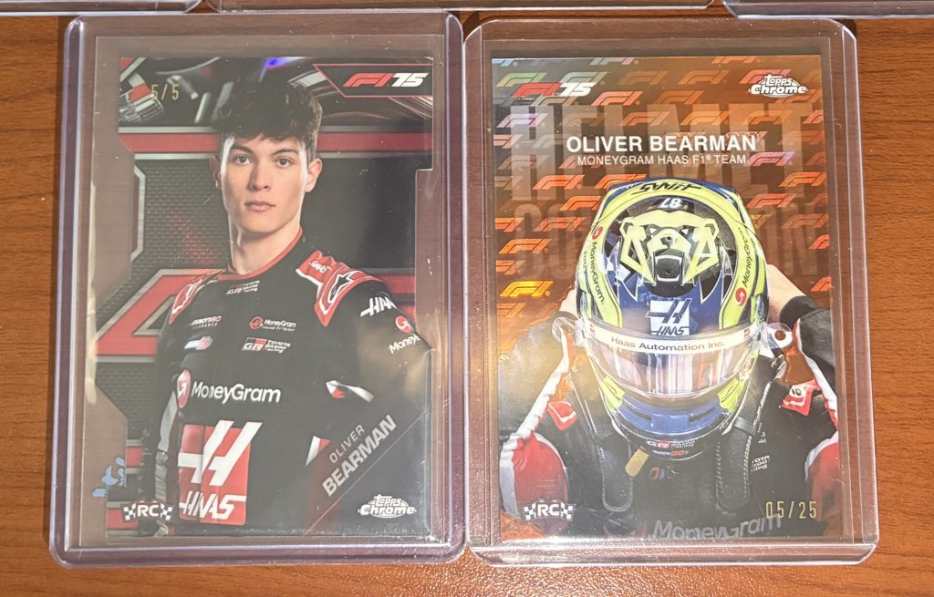 Maroonpluswhite's tweet photo. Anyone who knows my collection knows I love a good printing plate and now I can showcase my best 4 🐻man cards — now I just need him to land that Ferrari seat 🏎️🙏🏽 #F1 https://t.co/puIEiKSibP