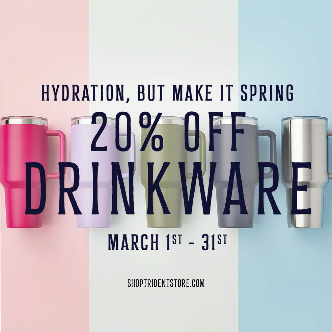 Attention, Trident! Hydrate in style with 20% off drinkware from the #TridentStore through March 31. 💧

Already have your Trident tumbler? Show us how you stay refreshed and tag us in your post!

#TridentStrong #TridentFamily