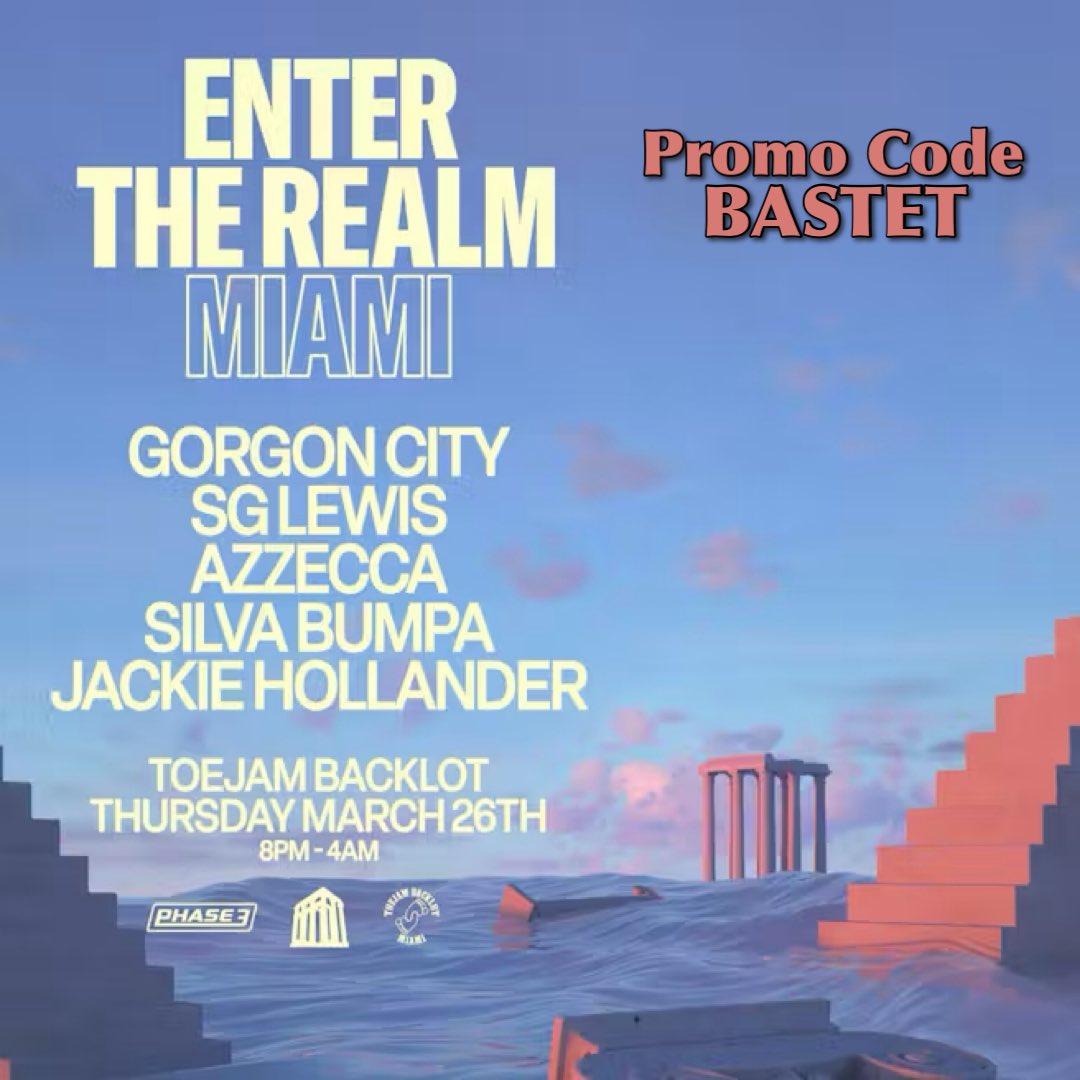 BastetPromotio1's tweet photo. We have 3 massive events lined up for you TOMORROW (03/26) in Miami!!🔥🌴 where will you be?👣
💦 Dillon Francis Pool Party
🏛️ Enter The Realm
🐍 Pardon My French
Use promo code BASTET to save on all events! 🤑
🎟️ https://t.co/t3wYx3fUHr 🎟️
#BastetPromotions #EDMA #SHIFTMiami https://t.co/GN5K6GUzcs