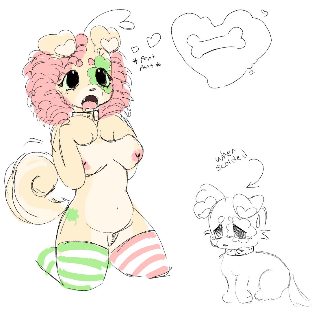 plushicake's tweet photo. Such a stupid pup Lucki is , she can’t think of anything else but treats how cute #petplay #nsfwtwt #nsfwart #puppygirl #cute #art #luckithepuppi https://t.co/Dj6sV8FLPL