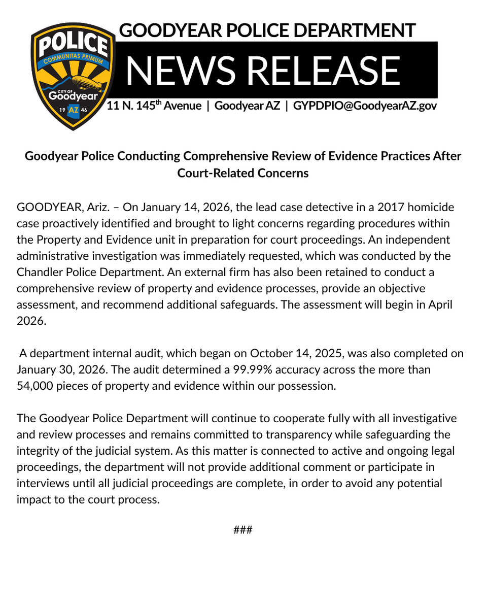 Goodyear Police Dept tweet media