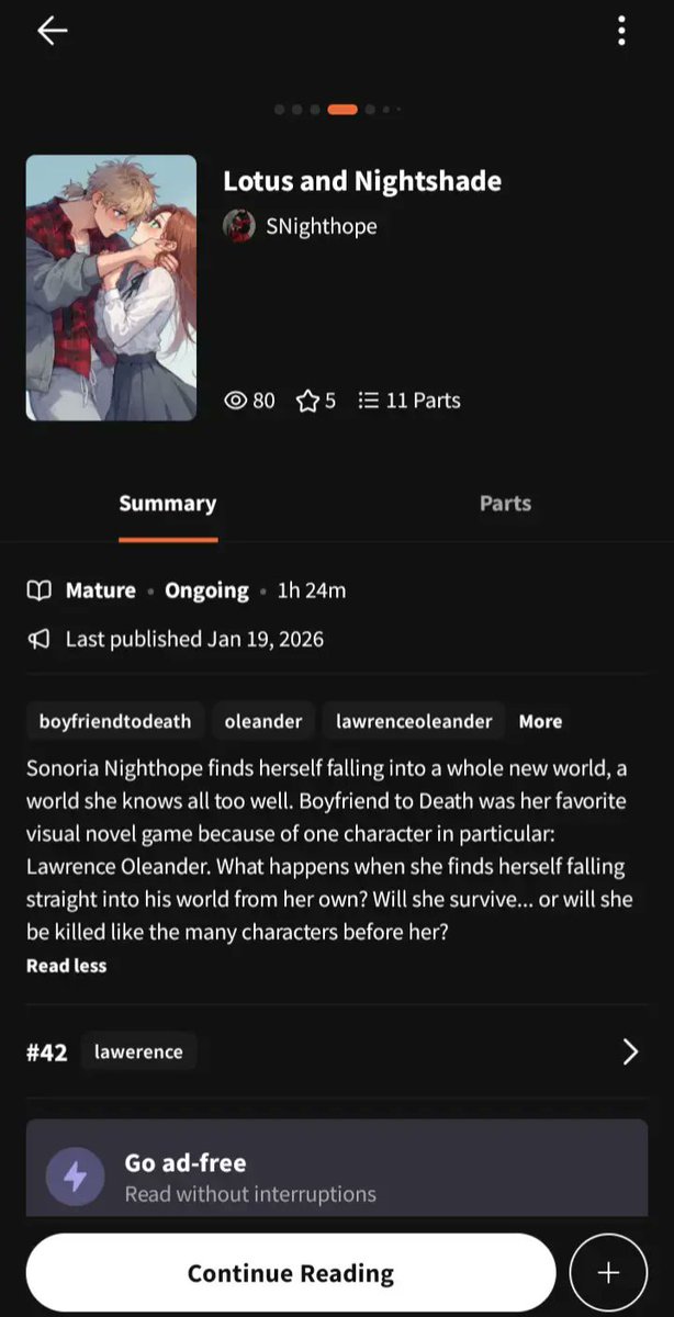 Syran17's tweet photo. Are you looking for a world where humans don't exist? Perhaps one where the main heroine is isekai'd into a favorite game or cartoon? Maybe you'd like the one where two killer jesters fight over one woman? Either way, my name is Sonoria Nighthope and these are some of my stories! https://t.co/1wR6iMVSQ2