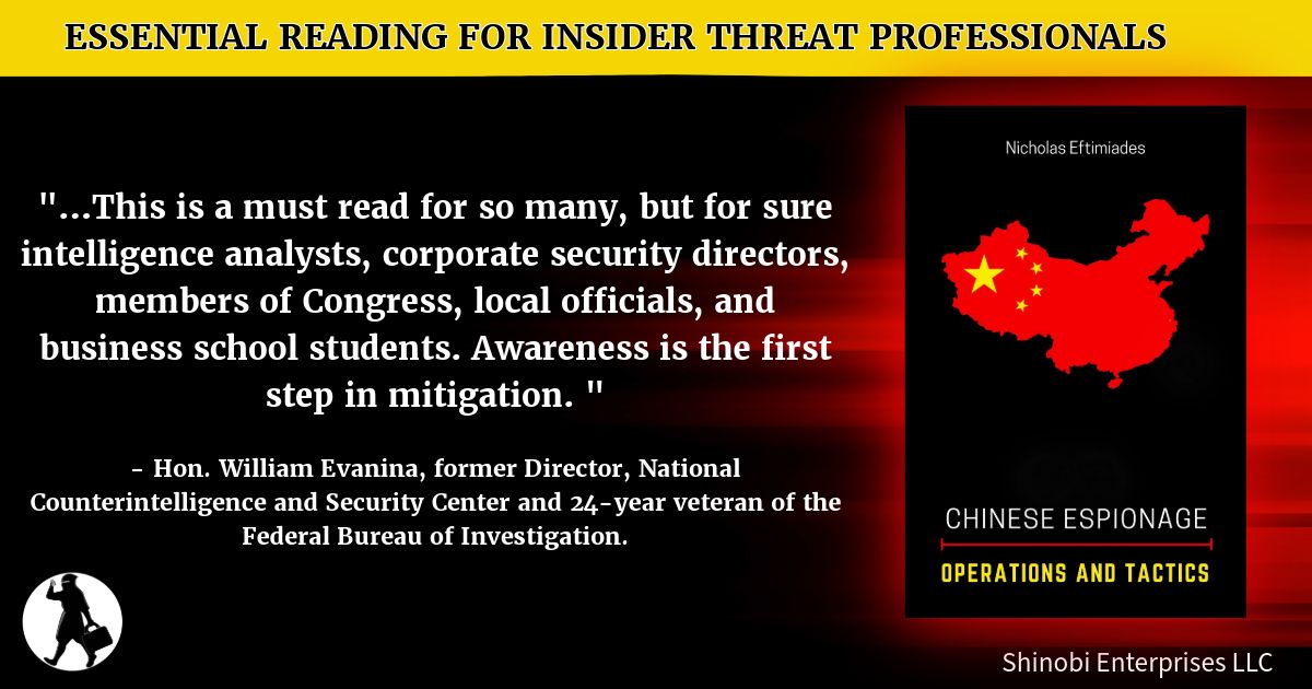 neftimiades's tweet image. The Chinese #espionage threat is real. #Counterintelligence and insider threat specialists must  be prepared.  Have you done your professional development reading today?
