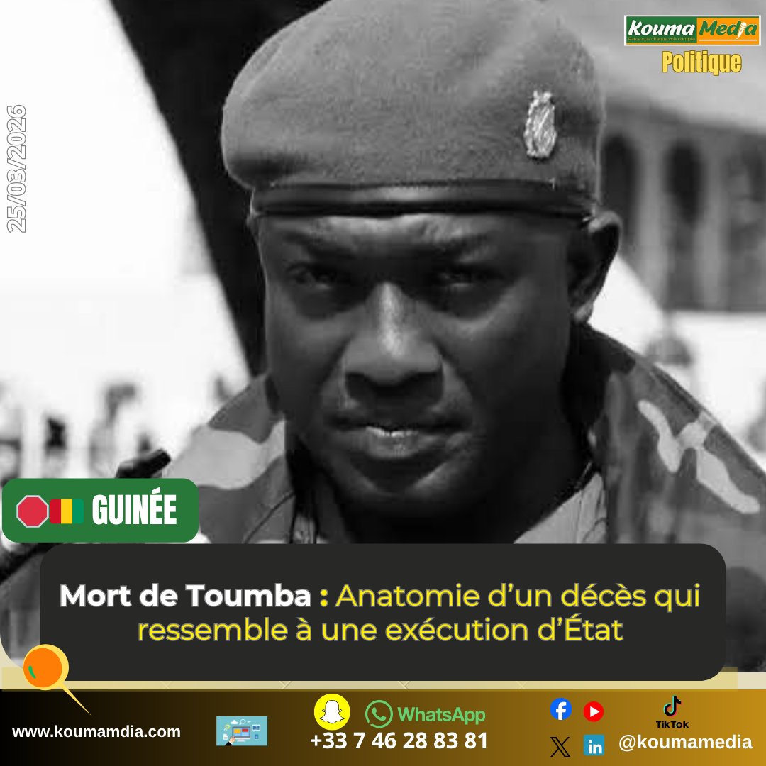 KoumaMedia's tweet photo. #Guinée – Mort de #Toumba : Anatomie d’un décès qui ressemble à une exécution d’État https://t.co/NXmhbU6A2s via @KoumaMedia https://t.co/oz5XJnhqgP