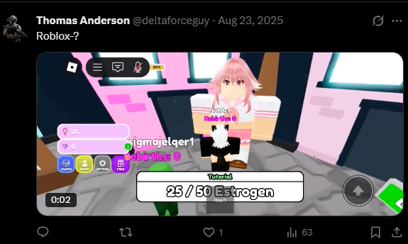 grlkssr69's tweet photo. @deltaforceguy @buffys talking about mental illnesses when you play femboy roblox games https://t.co/wIg6RCnsDm