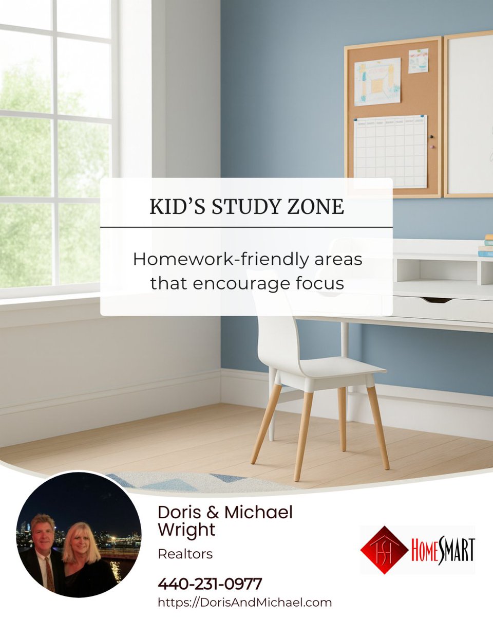 doriswright1's tweet photo. Creating a homework-friendly area doesn’t have to be complicated! 

Here’s how to set it up at home:
💡 Good lighting
🗂️ Organized supplies
🪑 Comfortable seating
🧹 Minimal distractions
🖼️ Personal touches

#studyzone #homeworktips #familyliving #realtor#realestate https://t.co/4l1sPBUyDm
