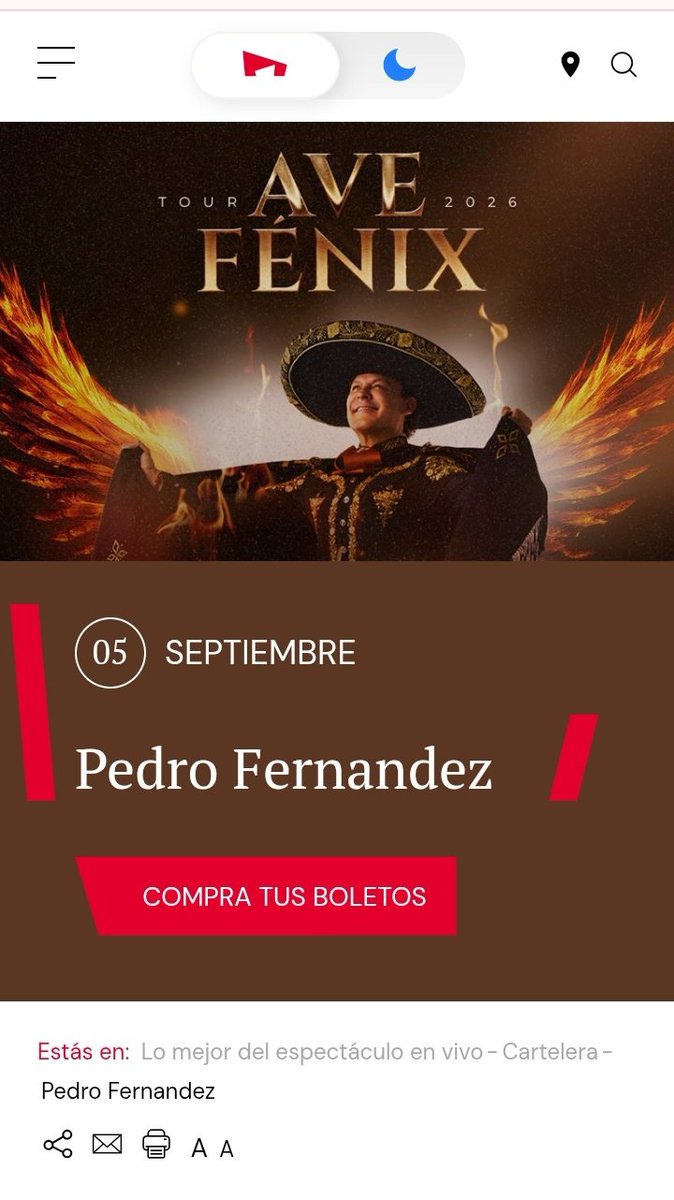 ... TODA LEYENDA TIENE UN REGRESO...
PEDRO FERNANDEZ SEPTIEMBRE AUDITORIO NACIONAL 
<a href="/pedro_fer/">Pedro Fernández</a> AVE FÉNIX 2026
ticketmaster.com.mx/pedro-fernande…