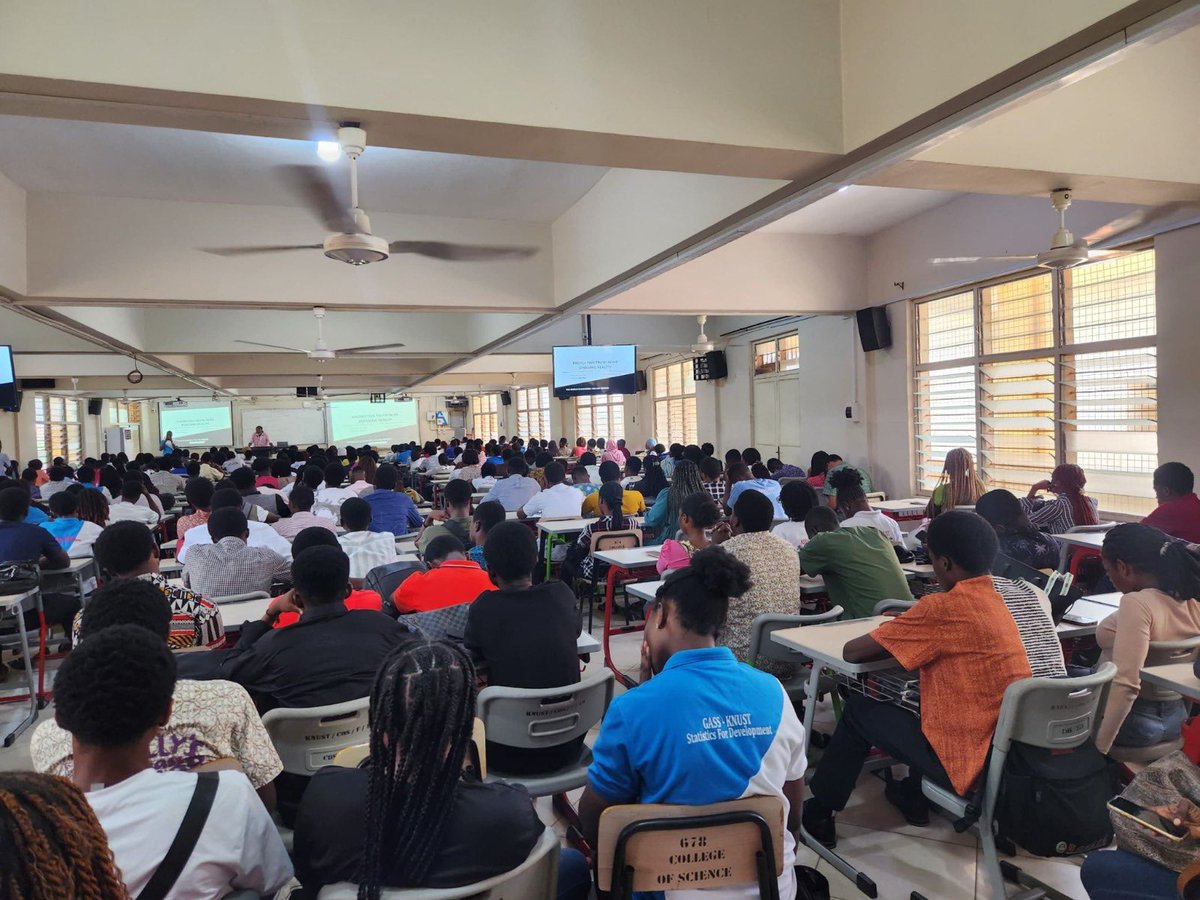 assaknust's tweet photo. Last week, Mr. Tetteh Otuteye, FCAS, inspired KNUST students on navigating tech changes in actuarial science at “The Actuary of the Future” lecture 💡 
Here are a few shots from the event📸🔥
#TheActuaryOfTomorow #RiskIsOpportunity https://t.co/nwOmtd98In