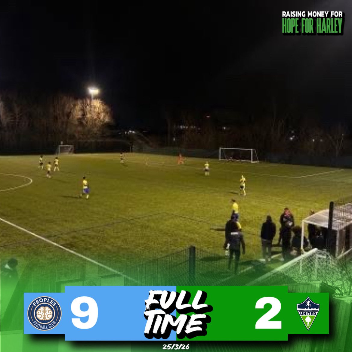 ParkwoodUnited's tweet photo. FULL TIME

It ends 9-2 on our debut matchday.
James McGuire scored both our goals!

It was 2-2 but injuries, tiredness and lack of subs took it's toll and Peoples ran away with it

Thank you to our hosts @peoples_fc 

HUGE thank you to all who came to support us and the cause! 🌳 https://t.co/2m8syBethc