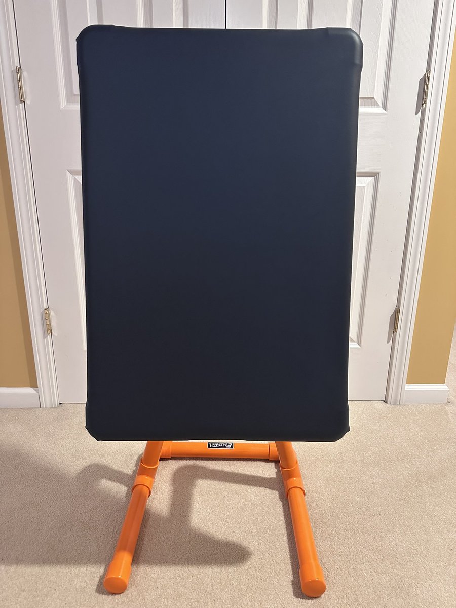 EasyCallKZone's tweet photo. Navy blue wiffle ball strike zone with an orange base #easycall #blitzball https://t.co/6yeQrxl3Om