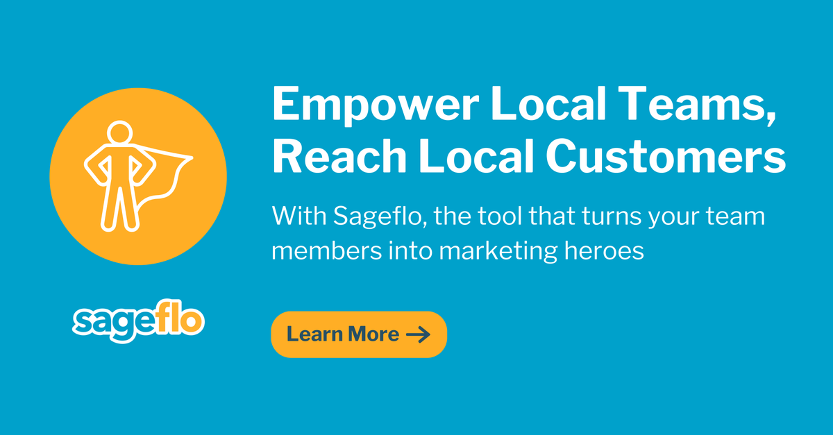 Empower Local Teams, Reach Local Customers.

With Sageflo, the tool that turns your team members into marketing heroes.

Learn more: bit.ly/49V4yC7

#franchisemarketing #distributedmarketing #CX #digitalmarketing #localmarketing