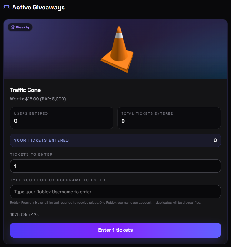 Congrats to last week’s giveaway winner 🎉

A new weekly giveaway is now live 👇
 limitedsmarket.com/giveaways
🎁 Free Limiteds
⚡ Easy to enter
📅 New giveaways every week

You could be next...

👀 Special announcement tomorrow… stay tuned!