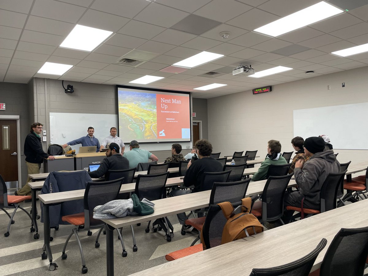 VTTurfTeaching's tweet photo. THANK YOU @SBallAgronomy &amp; @LeePrice_Turf for connecting with the @VTTurfgrass Club to speak about the career transition from Assistant to Superintendent⛳️
You never know when your #opportunity is going to come! https://t.co/32SINiTYOd