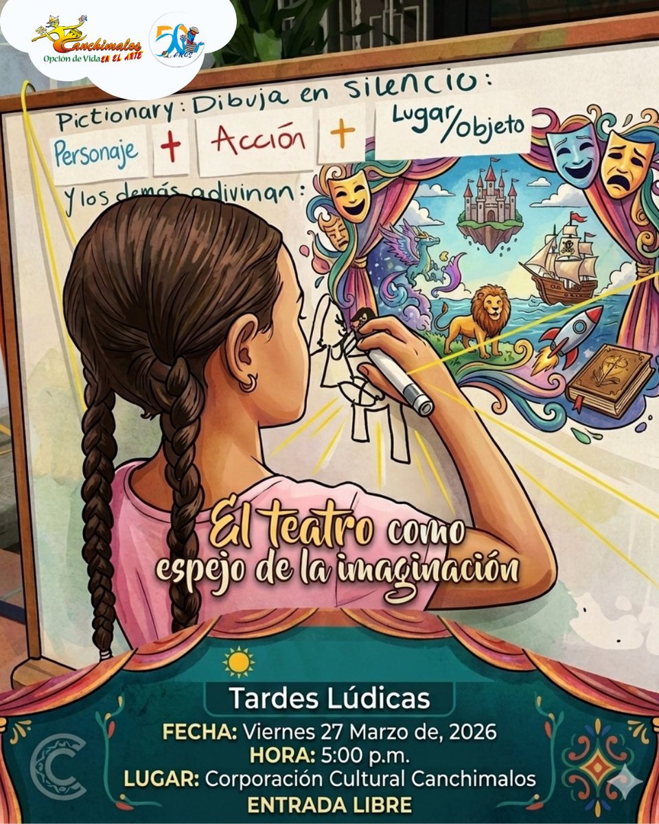 canchimaloscc's tweet photo. ¡Vuelven nuestras Tardes Lúdicas!💥

Vamos a explorar el teatro como un espejo de la imaginación.🎭 
A través de juegos, ejercicios y actividades, descubrirás cómo el teatro puede transportarte a mundos desconocidos y despertar la creatividad que hay en ti. https://t.co/dp757Rbu3M