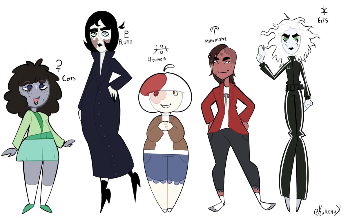 n3rdyrandy's tweet photo. Solar Chaos dwarf planets

#SolarChaos #DwarfPlanets #Ceres #Pluto #Haumea #Makemake #Eris #art #oc #character #space https://t.co/Dac2qEcxoj