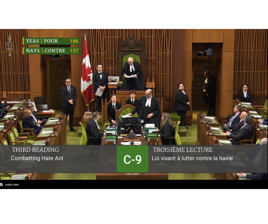 Bill C-9 was just voted in the House of Commons and it passed third reading YES  186      No   137     .  One more step to even more of a communist Canada. 
Alberta Independence is the only way.