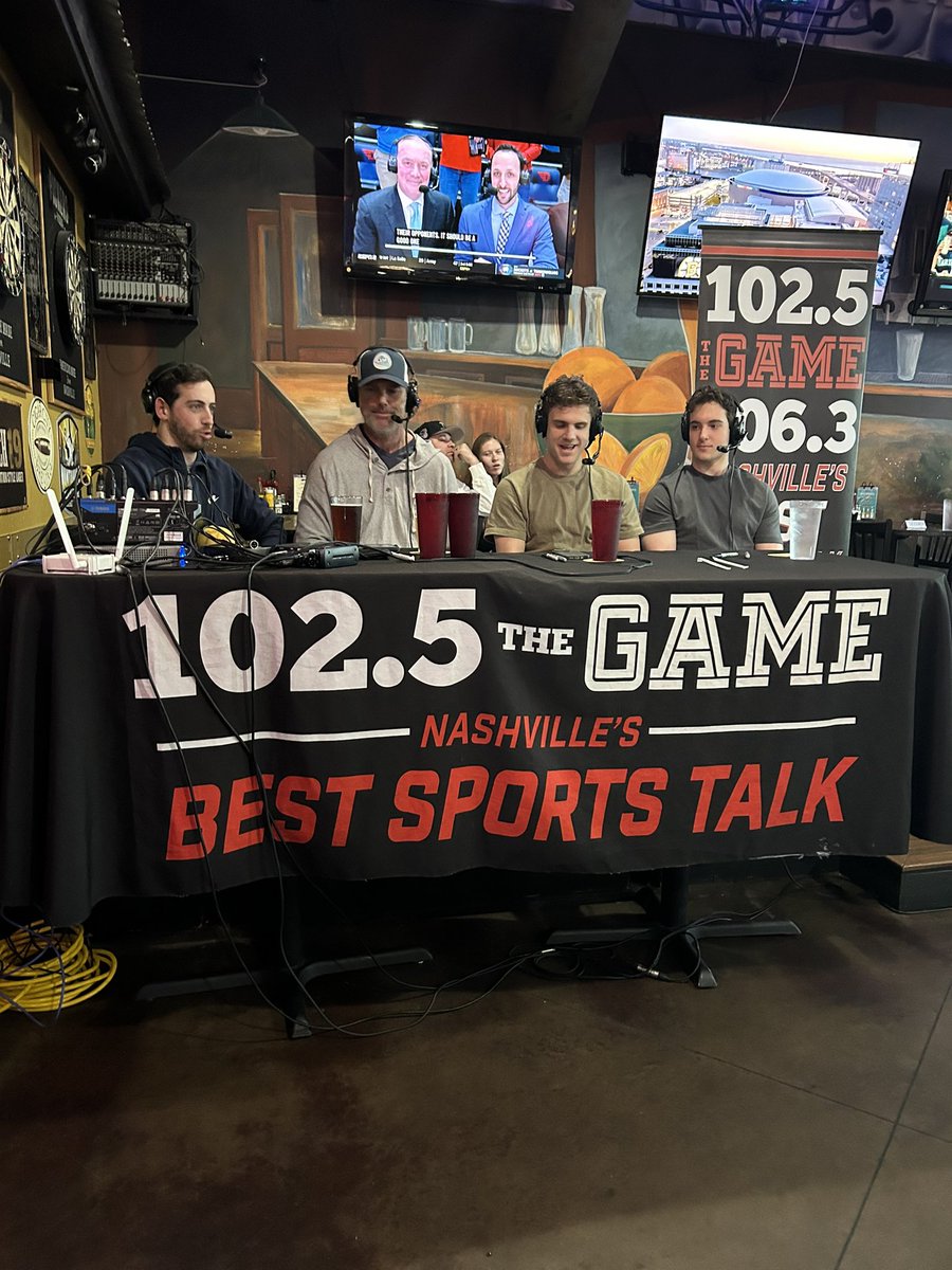 1025TheGame's tweet image. 102.5 the Game is live from Brewhouse 100!  Tonight’s guests are #Preds players Ryan Ufko and Zachary L'Heureux. Also, @lawtigers is also on site with your chance to win the Preds Indian Motorcycle.