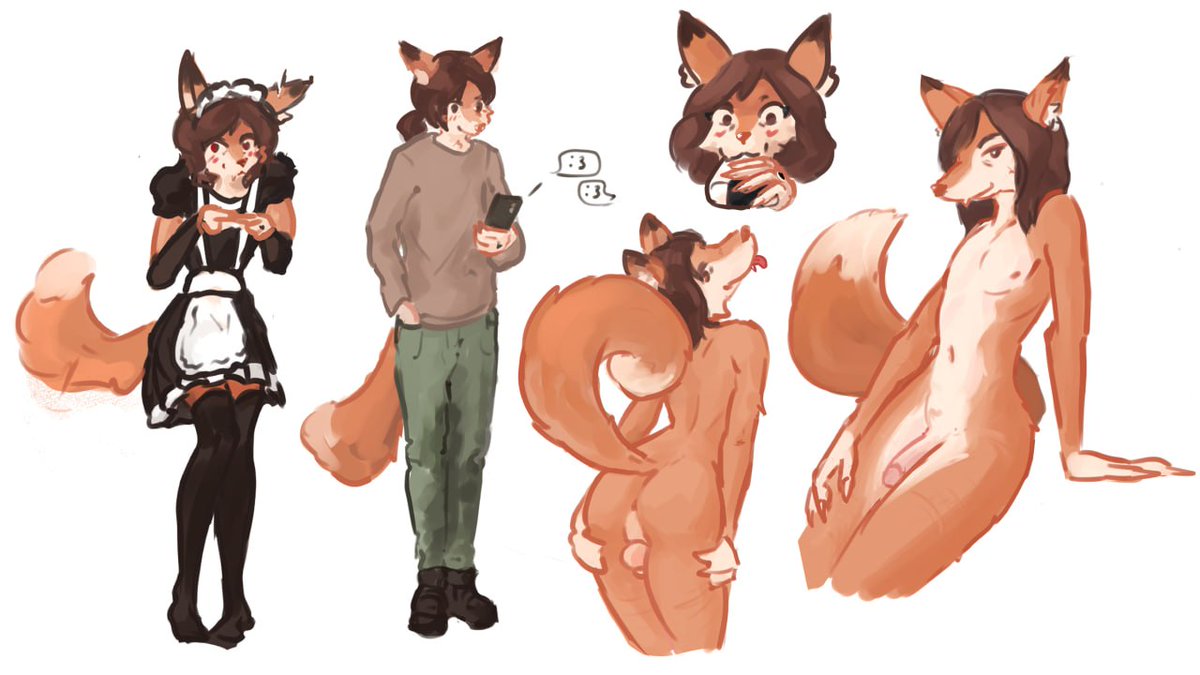 nyank1ro's tweet photo. my oc Alex and Shiro🦊🐱 https://t.co/uP8iLazlAB
