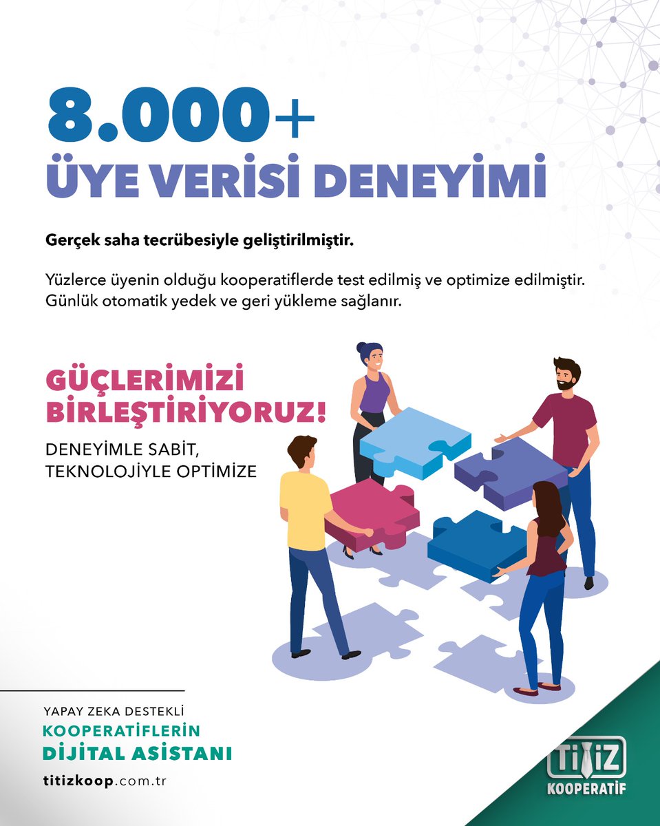 TitizKoop's tweet photo. Kooperatif yönetiminde en büyük güç, sahadan gelen deneyimdir.
Titiz Kooperatif, binlerce üye verisi ile test edilmiş, gerçek ihtiyaçlara göre geliştirilmiş ve sürekli optimize edilen bir sistem sunar. https://t.co/eGc1ZrBclK