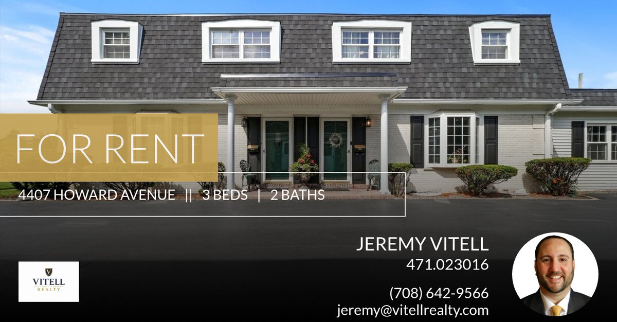 JeremyVitell's tweet photo. 471.023016
Jeremy Vitell
Designated Managing Broker

Western Springs Rental

Jeremy Vitell
REALTOR® | Designated Managing Broker
Cell: (708) 642-9566
jeremy@vitellrealty.com
https://t.co/T1OUgr3Y2L
https://t.co/HblvqcFwLk
Vitell Realty
1143 ... https://t.co/TZG2flWsAN https://t.co/pjM2SPbVyC