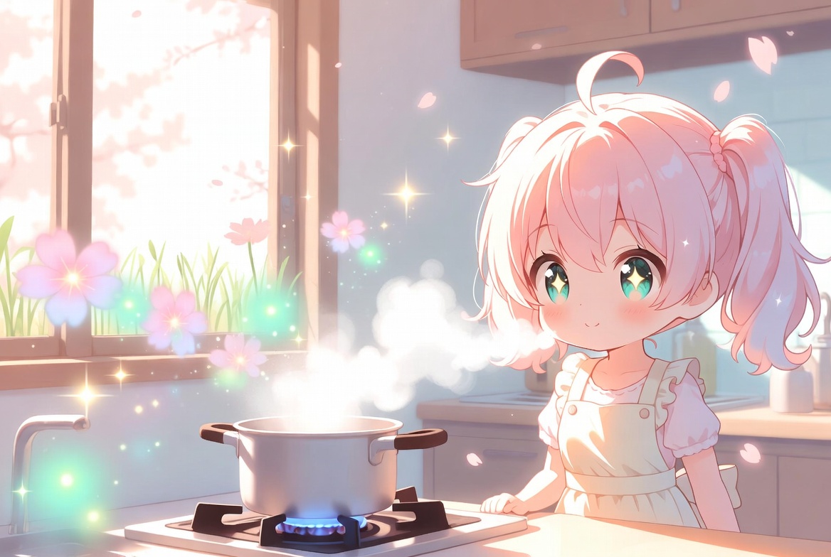 ixeac's tweet photo. 朝の香りがふわり立ち上がる🌤️

台所にひろがる春の気配🥘
揮発成分がぽつぽつ目を覚ます🌱

清明の温度が満ちて🌡️
香りの粒がふわり広がる仕組み💫

熱のゆらぎが触れて🔥
鼻先へすっと届く香りの道🌬️

朝の台所でぽわん🍃
科学の気配がそっと立ちのぼる✨

#台所の科学 #香りの立ち上がり #清明 https://t.co/IXNxc4V7Ze