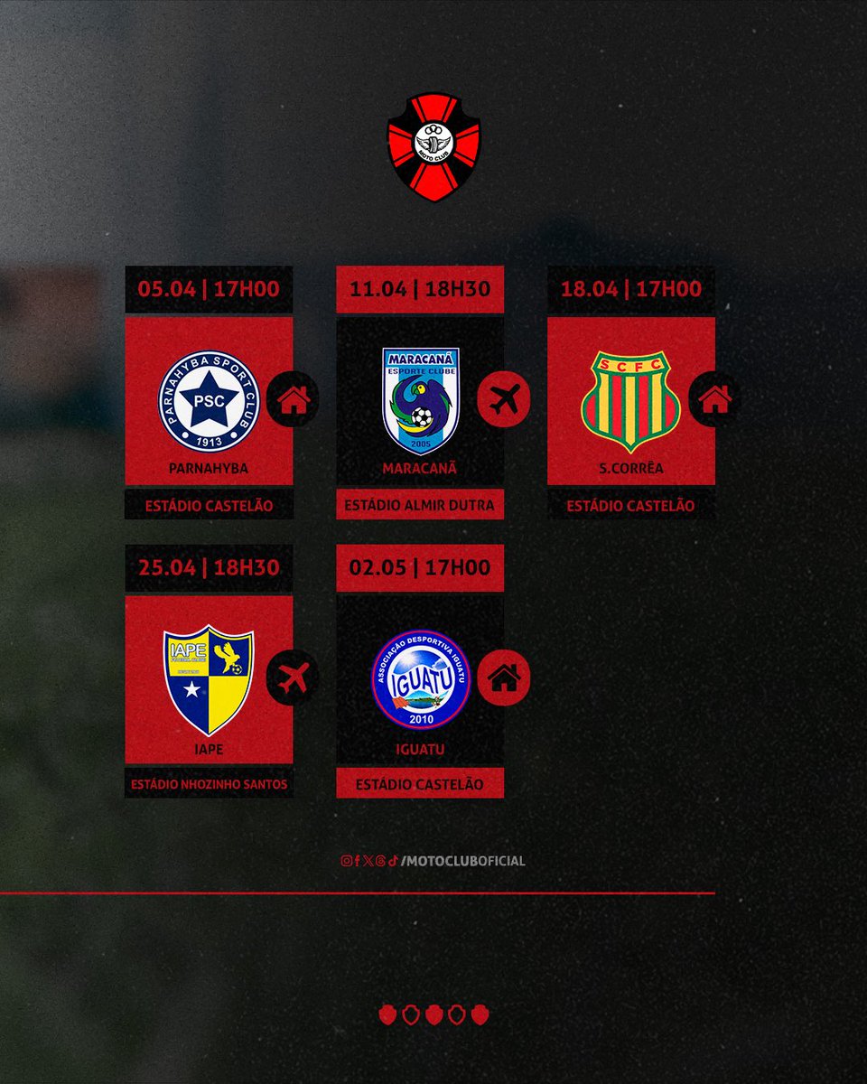 CAMINHO DEFINIDO!

Assim serão os jogos do Papão no primeiro turno do Campeonato Brasileiro da Série D. O rubro-negro fará sua estreia em casa diante do Parnahyba-PI, no dia 05/04.

Vamos juntos 👊🏽🔴⚫️